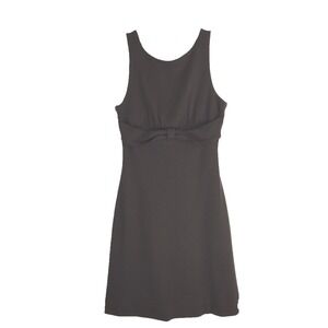 Banana Republic Dress XS Chocolate Brown Empire Twist Bow Open Back Wool Bl CUTE